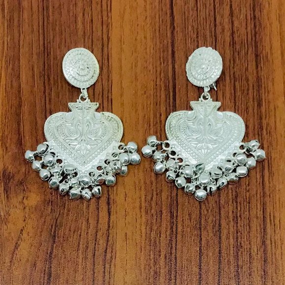 Oxidized Silver Tone Dangle Earrings: Ethnic Kuchi Jewelry - Picture 9 of 9